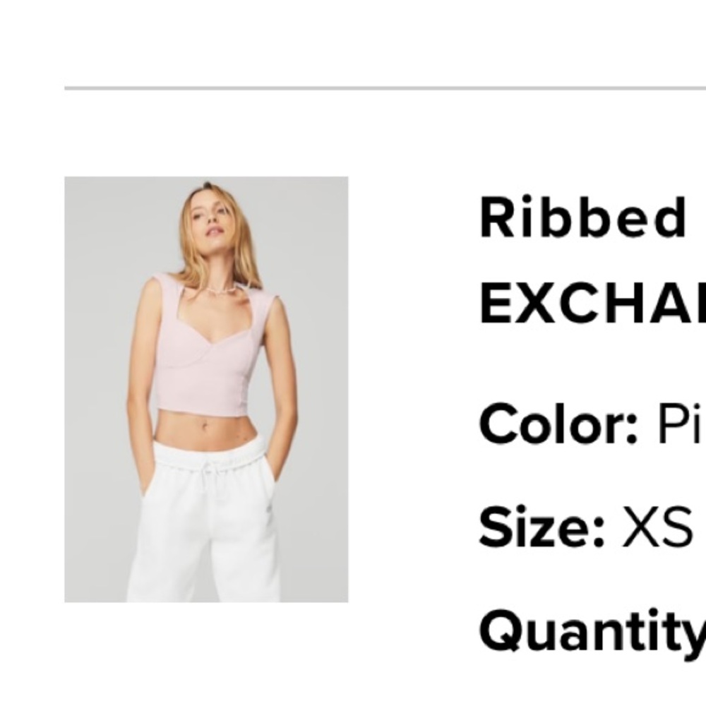 ALO Yoga XS Ribbed Sweetheart Short Sleeve